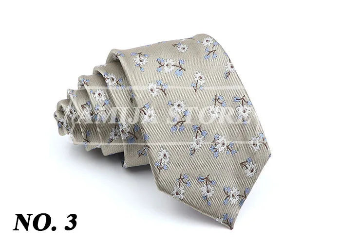 New Men's Casual 7CM Ties Classic Polyester Woven Party Neckties Fashion Burgundy Flower Man Neck Tie For Wedding Business Male