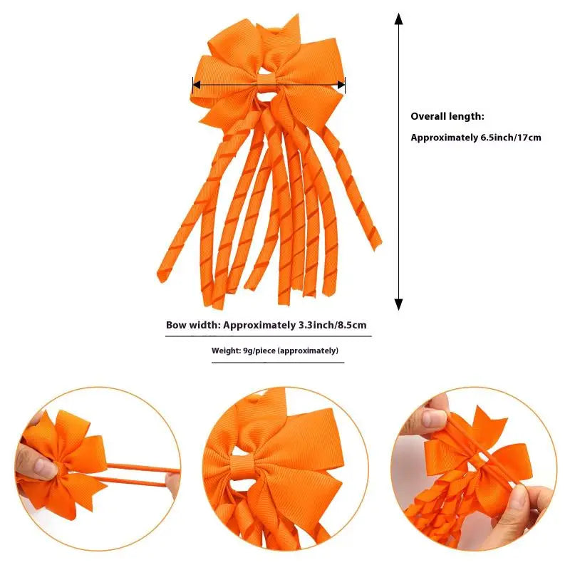 European And American Children's Hair Accessories Cheerleading Stage Streamers Curling Tassel Swallowtail Bow Rubber Band Hair