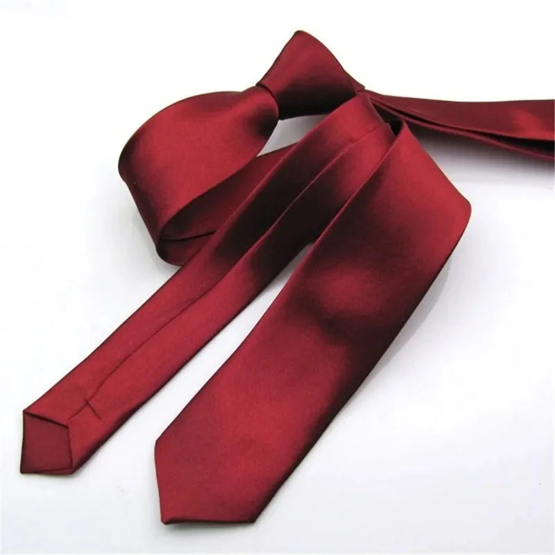 Solid Color Fashion Necktie 5CM Skinny Slim Narrow Ties for Man Black Red Blue Patterns Necktie For  Woman JK Necktie