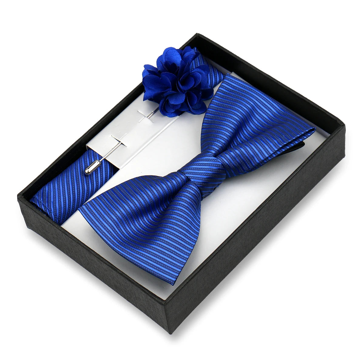 Classic High Quality Bow Tie Set Box Gift For Men Fashion Elegant Bowtie Handchief And Brooch Set Wedding Business Accessories