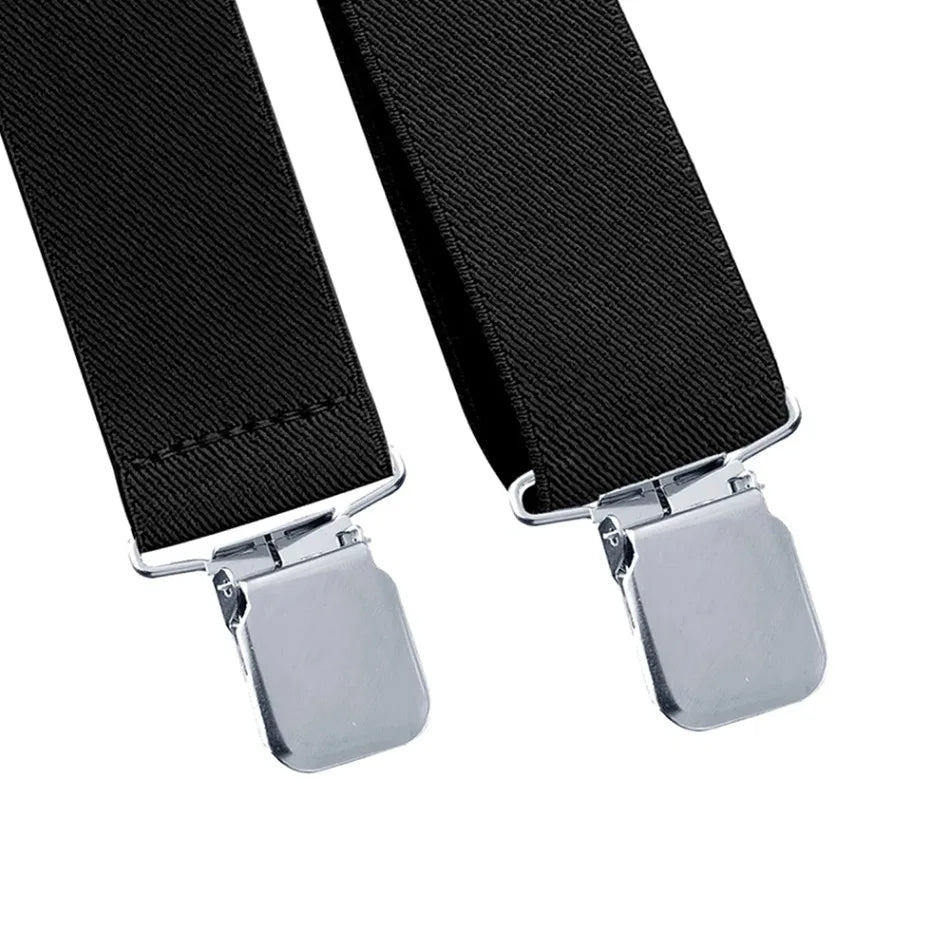 Suspenders for Men Work Heavy Duty Big and Tall 3.5cm Wide X Back with 4 Strong Clips Adjustable Elastic Trouser Braces Straps
