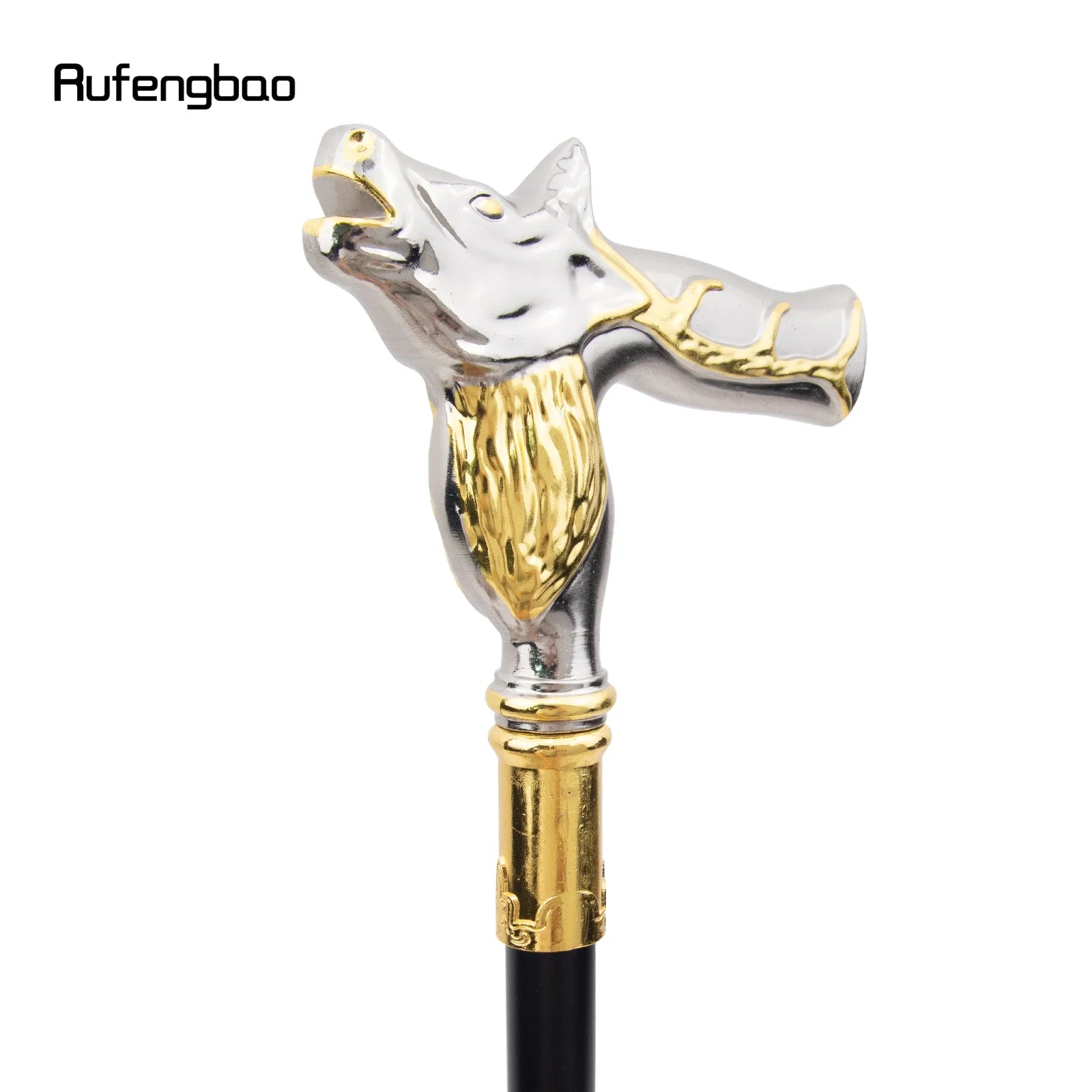 Golden White Deer Walking Cane Fashion Decorative Walking Stick Gentleman Performance stage Cane 92cm  Performance Stage Cane