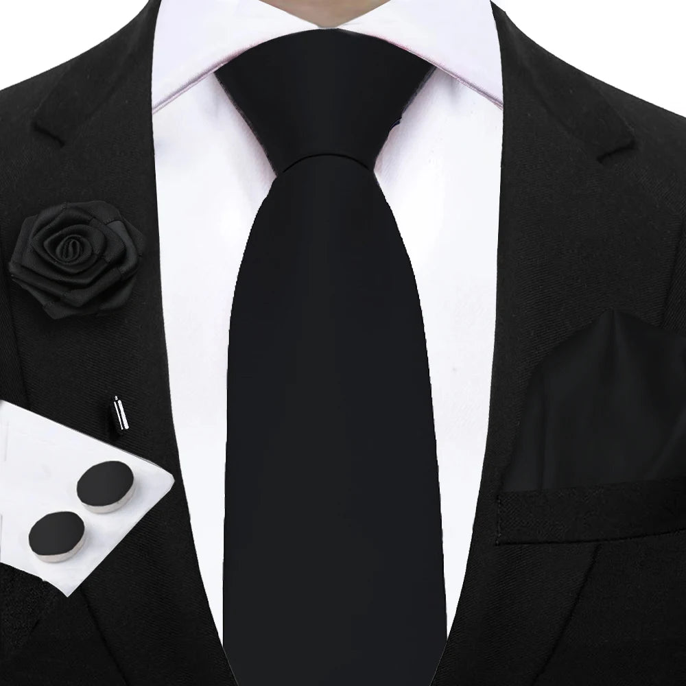 Women & Men Ties Solid NeckTie Pocket Square Brooch Set Men's Wedding Pink Blue Purple Tie Suit Accessories Fit Group Holiday Party