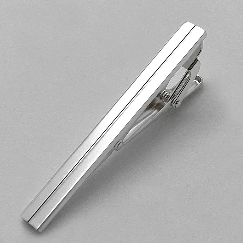 Tie Clips for Men Simple Fashion Stripe Hollow Skeleton Pattern Metal Bar Clasp Practical Necktie Accessories Mens Gift