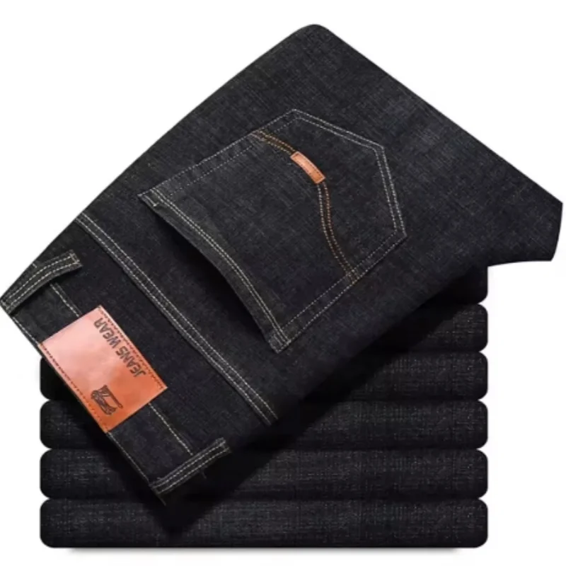 Men Fashion Straight Jeans Men 2025 New Stretch Slim Fit Pants Comfortable Soft Business Denim Trousers Male Brand Clothing