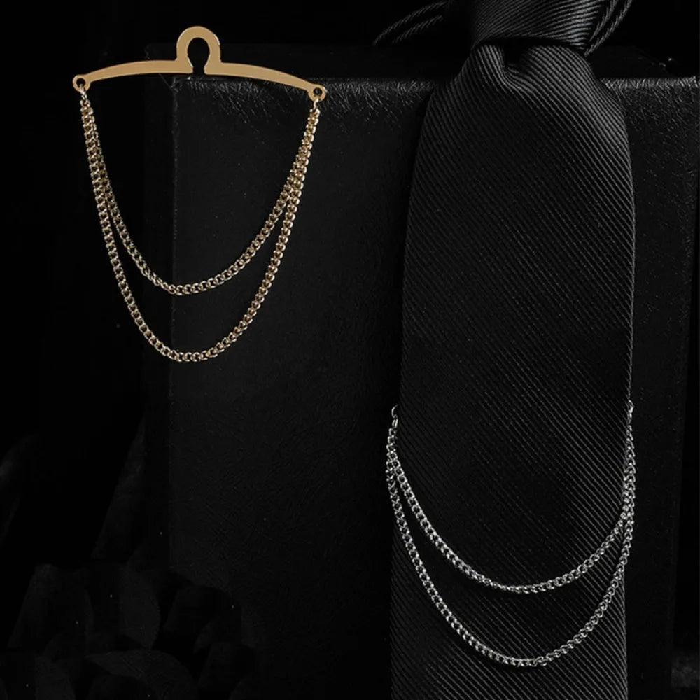 Vintage Men Tie Clip Shirt Chain Buckle U-Shaped Tie Clips Chain Jewelry Business Banquet Wedding Formal Tie Necktie Accessories
