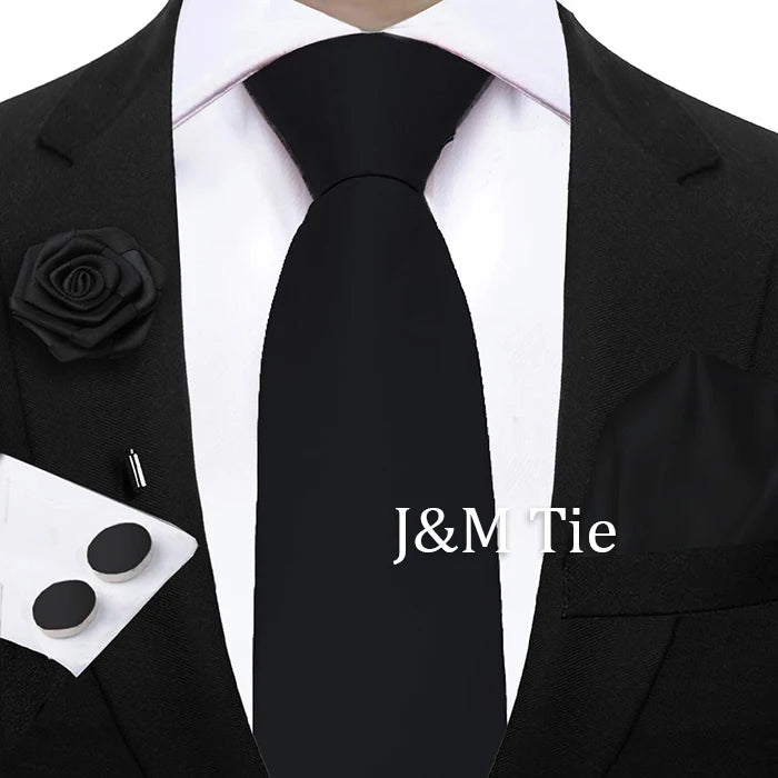 Women & Men Ties Solid NeckTie Pocket Square Brooch Set Men's Wedding Pink Blue Purple Tie Suit Accessories Fit Group Holiday Party