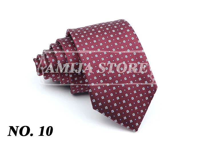 New Men's Casual 7CM Ties Classic Polyester Woven Party Neckties Fashion Burgundy Flower Man Neck Tie For Wedding Business Male