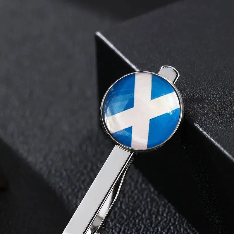 Country Flag Tie Clip For Men Germany Wales USA Macedonia Canada Man Shirt Business Party Gift Jewelry Cuff Luxury Fashion