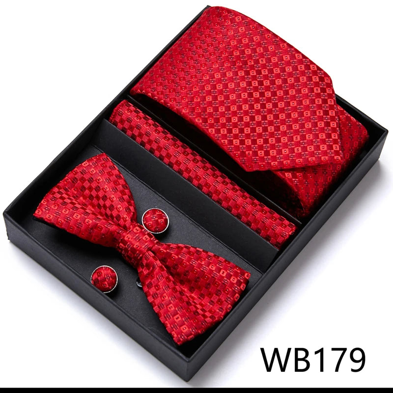 Tie For Men Formal Dress Tuxedo NeckTie Handkerchief Bow Tie Set PlaisyParty Groom Wedding Butterfly Bowtie In Box