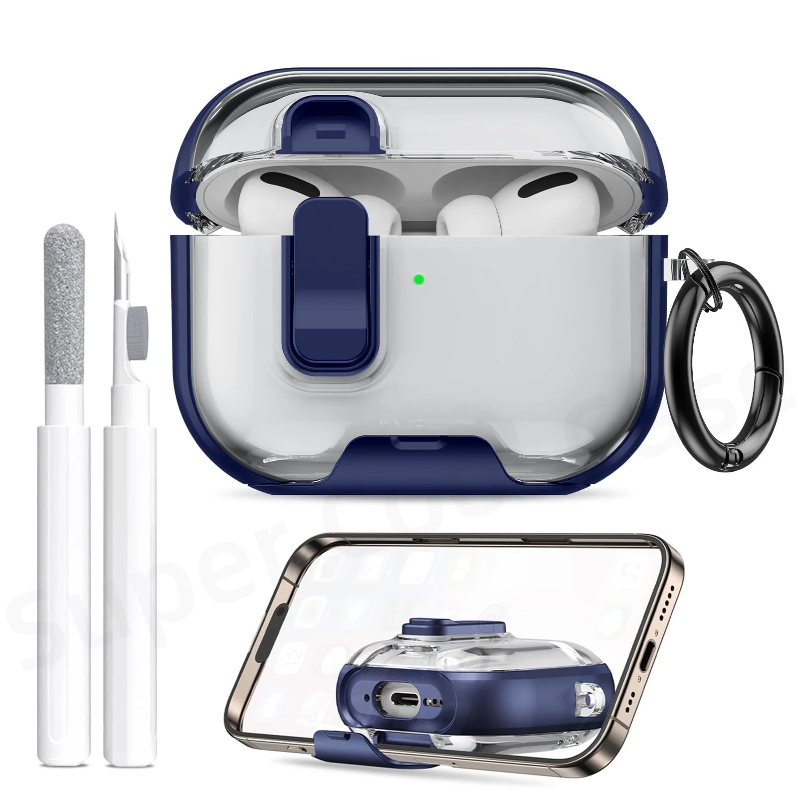 2025 for AirPods Pro 3 Case with Phone Stand&Cleaner Kit Protective Cover for AirPods Pro 3 with Keychain for Airpods Pro 3 Case