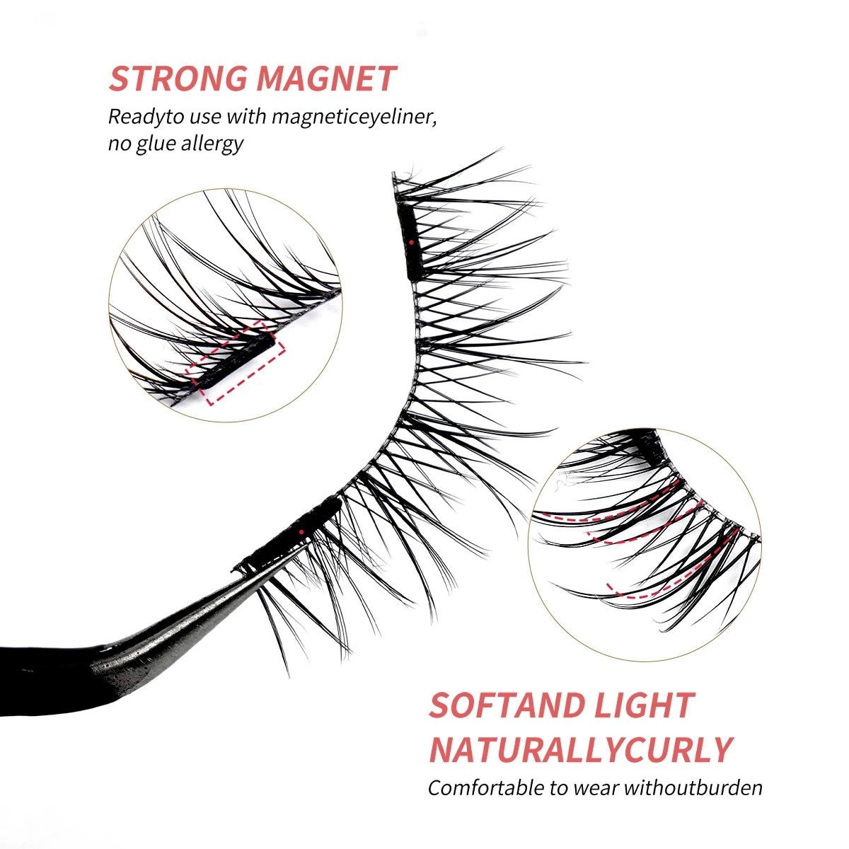 MAGEFY 3 Pairs Magnetic Eyelashes with Applicator Glue Free Reusable Magnetic Lashes Multiple Styles Natural Anime Magnetic Lash