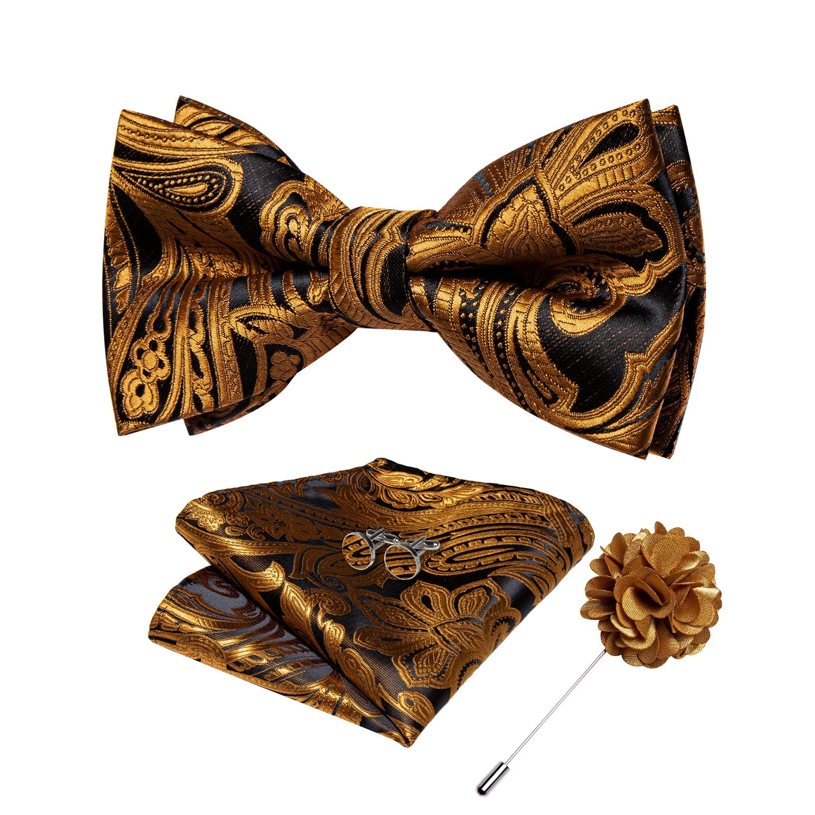 Wedding Bow Tie for Men Classic Red Pre-tied Bowtie Cufflinks Corsage Set for Party Butterfly Knot Gift Man Accessories