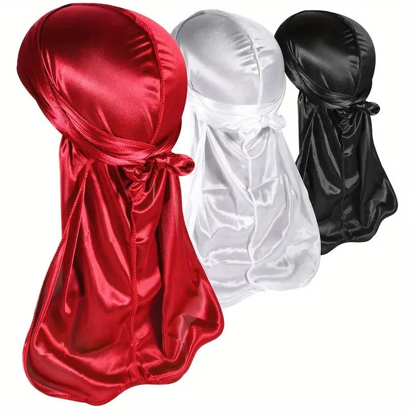 3pcs/Set Durag Silky Durags Pack for Men 360 Waves Men'S Bandana Satin Durag