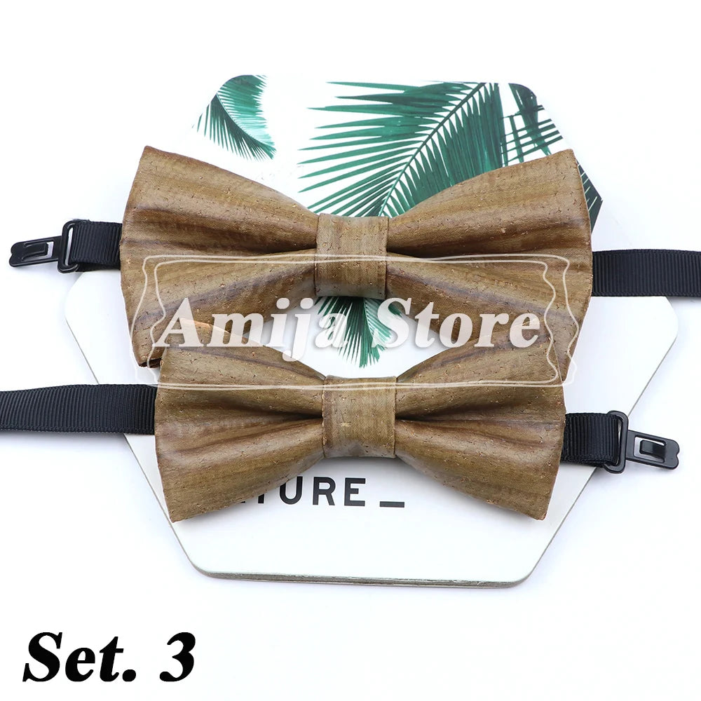 Novel Wooden Bow Tie For Man Women Cork Bowknot Retro Wood Handmade Bowties Daily Party Wedding Accessories Butterfly Wholesale