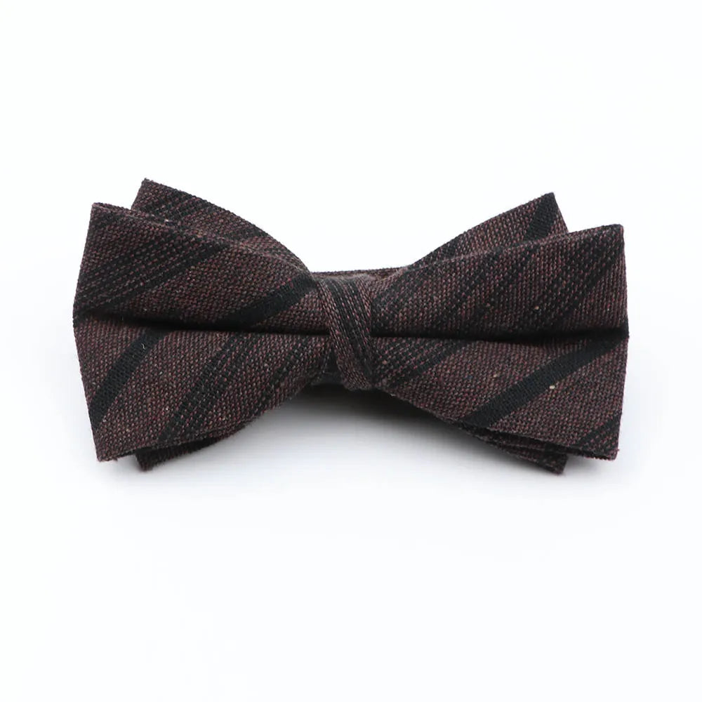 Cotton Double Layer Bowtie For Men Casual Bow Tie Adult Bow Ties Cravats Male Plaid Bow knot For Party Wedding Striped Butterfly