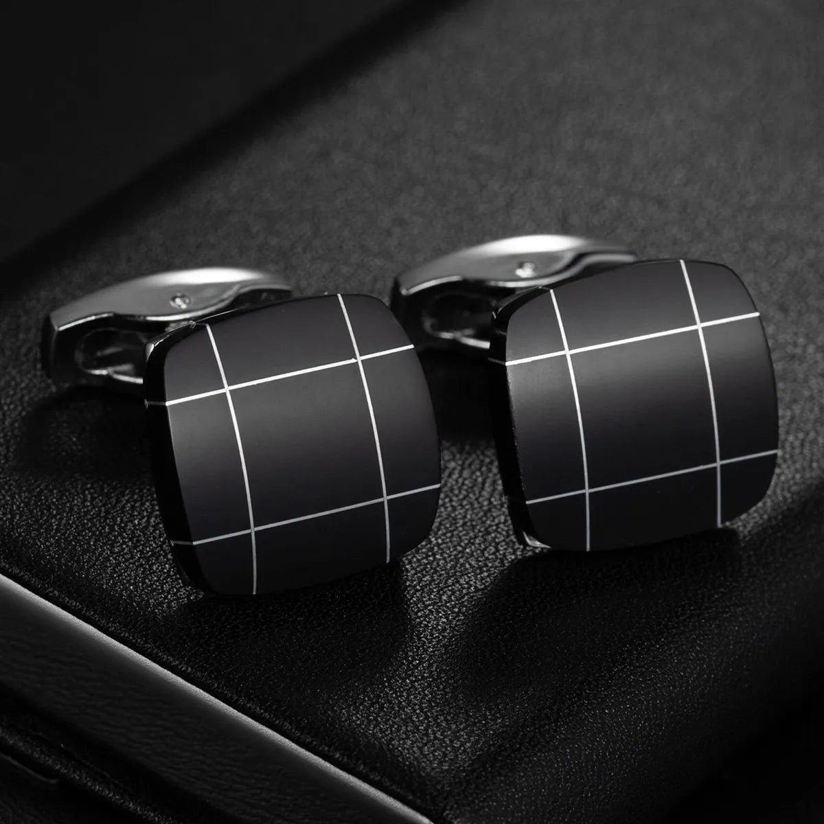 Round Cufflinks Mens For Business Shirt Wedding Party Men Cufflink Solid Cloth Rectangle Stripe Cuff links Accessories Wholesale