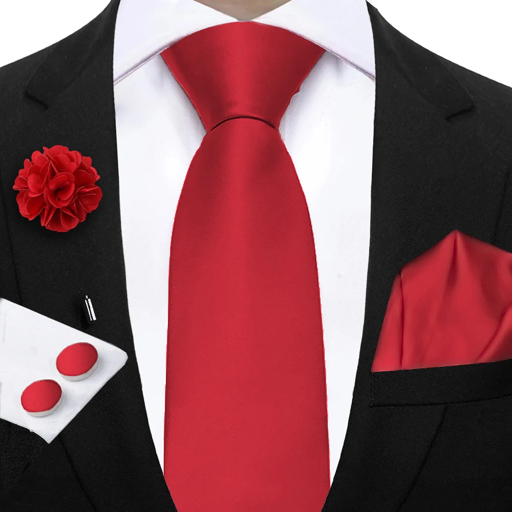 Women & Men Ties Solid NeckTie Pocket Square Brooch Set Men's Wedding Pink Blue Purple Tie Suit Accessories Fit Group Holiday Party