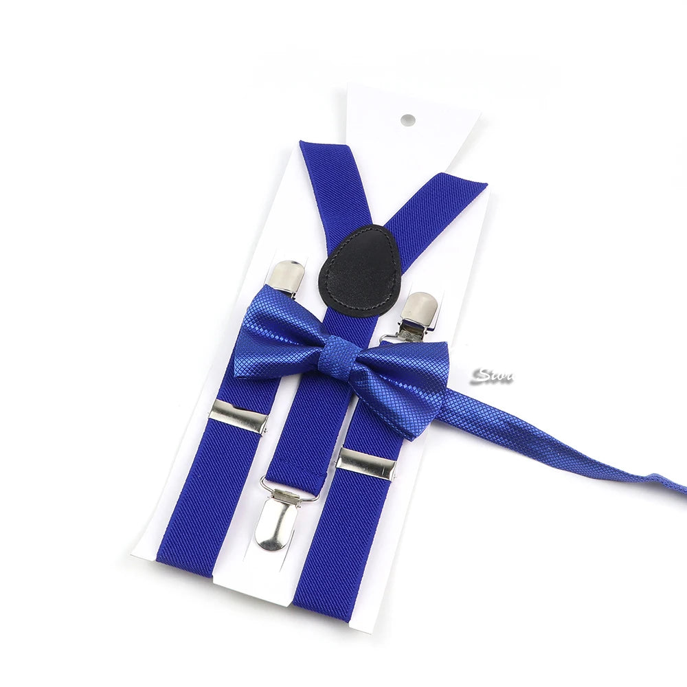 Hot Sale Suspender Bowtie Set For Men Boys Skyle Blue Royal Blue Navy Blue Elastic Adjustable Y-Back Braces Straps Accessory