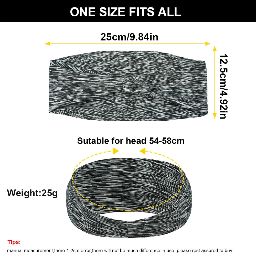 2PCS Sports Headband Elastic Sweatband Outdoor Running Cycling Yoga Gym Fitness Tennis Baseball Hair Band Bandage Headband Men