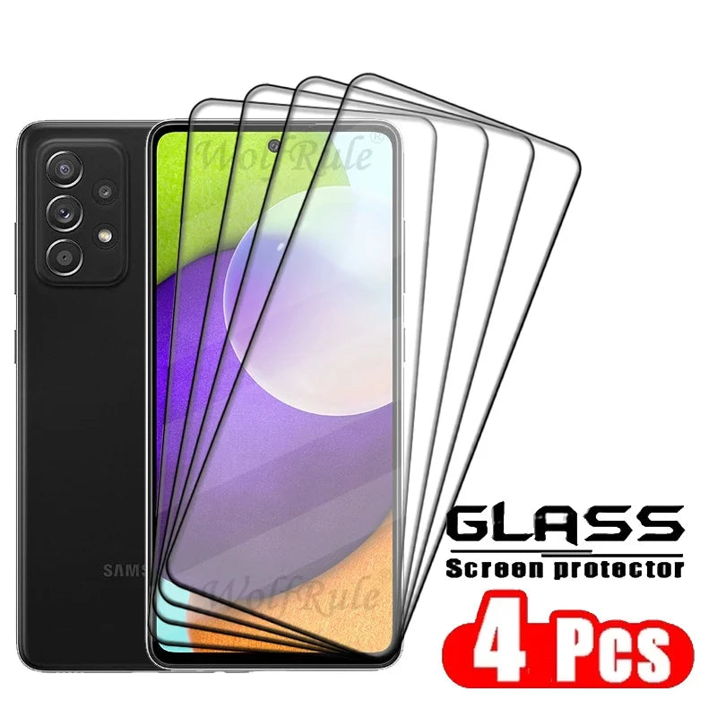 4PCS Full Cover Glass For Samsung A52 Glass Samsung Galaxy A52 Tempered Glass HD 9H Full Cover Screen Protector Samsung A52 A 52