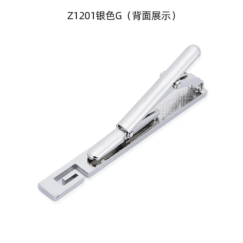 Tie Clips for Men Simple Fashion Stripe Hollow Skeleton Pattern Metal Bar Clasp Practical Necktie Accessories Mens Gift