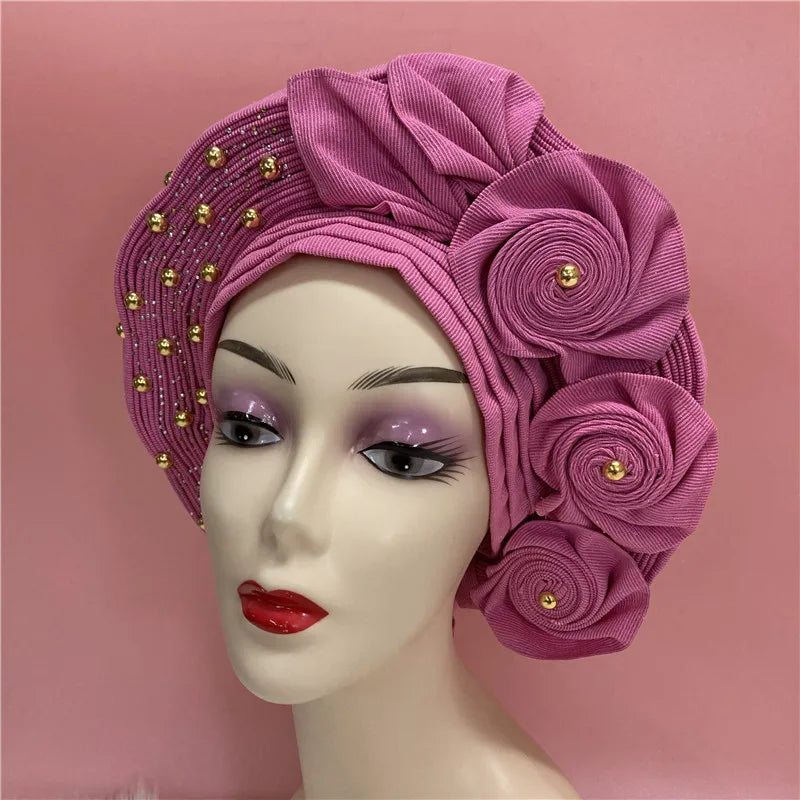 Latest Aso Oke Auto Gele Headtie Already Handmade African Cap Nigerian Wedding Gele Women Braid Turbans Ladies Head Wraps 9L0624