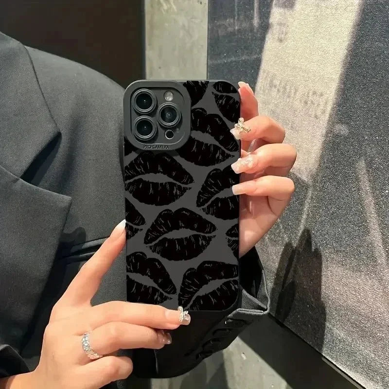 Lip Printed Phone Case For iPhone 15 Pro Max Cases iPhone 11 12 13 14 Pro XS Max XR X 7 8 Plus Soft Shockproof Bumper Back Cover