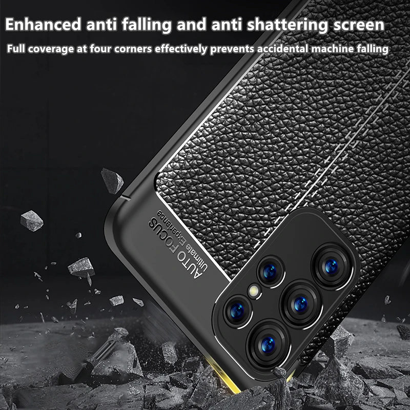 For Samsung S24 Ultra Case Cover Samsung S24 Ultra Capas Shockproof TPU Back Bumper Leather Fundas Samsung Galaxy S24 Ultra Plus