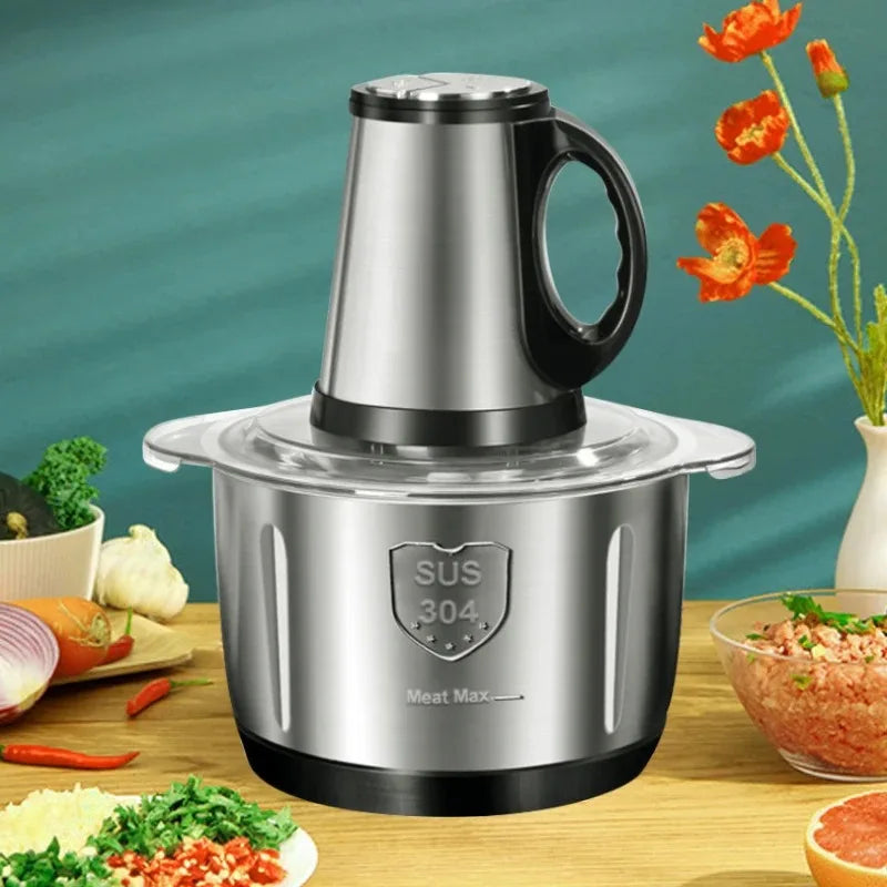 304 Stainless Steel Meat Grinder 3 Gears Adjustment 5L Electric Meat Mincer Mincing Machine Kitchen Chopper Food Processor