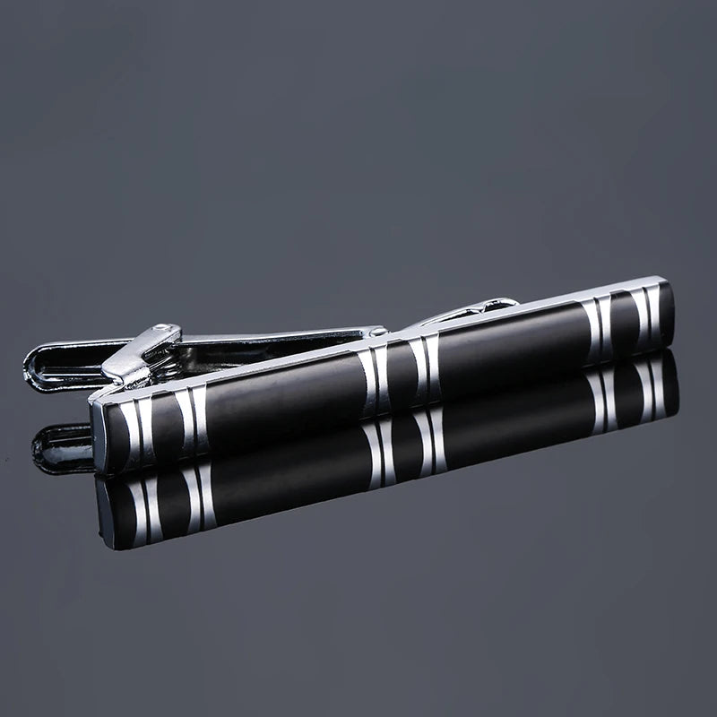 Fashionable men's tie clip high-quality metal Classic black line enamel clip business wedding suit accessories jewelry gifts