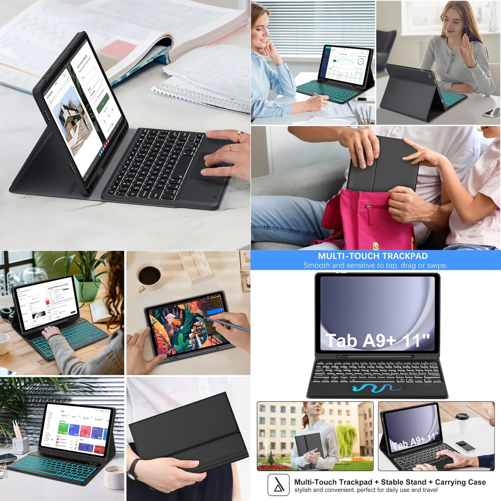 For Samsung Galaxy Tab A9 Plus 11 inch Case, Keyboard Case for Samsung Galaxy Tab A9+ 11 inch SM-X210/X216/X218