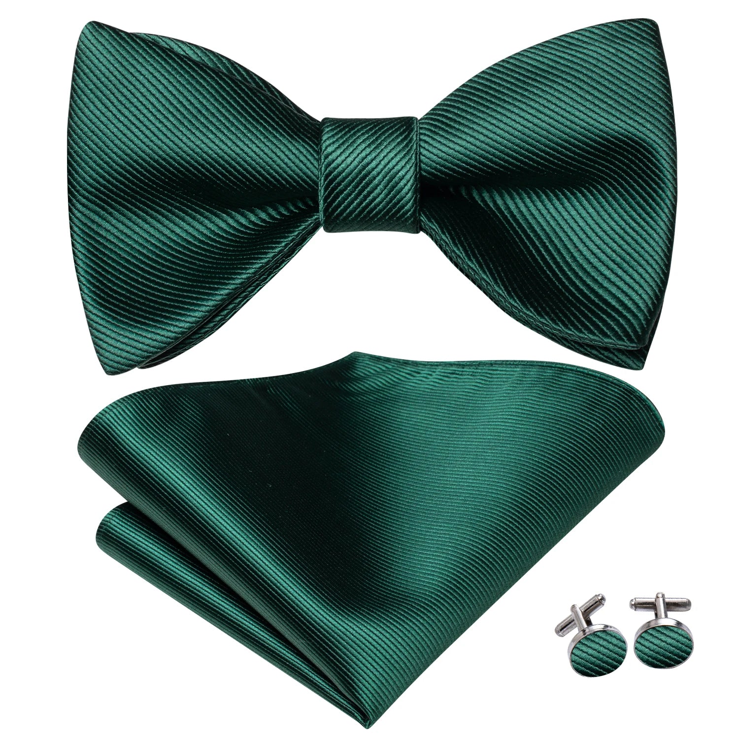 Hi-Tie Silk Mens Self Bow Tie Pocket Square Cufflink Set Butterfly Knot Jacquard Floral Paisley Bowtie for Male Wedding Business