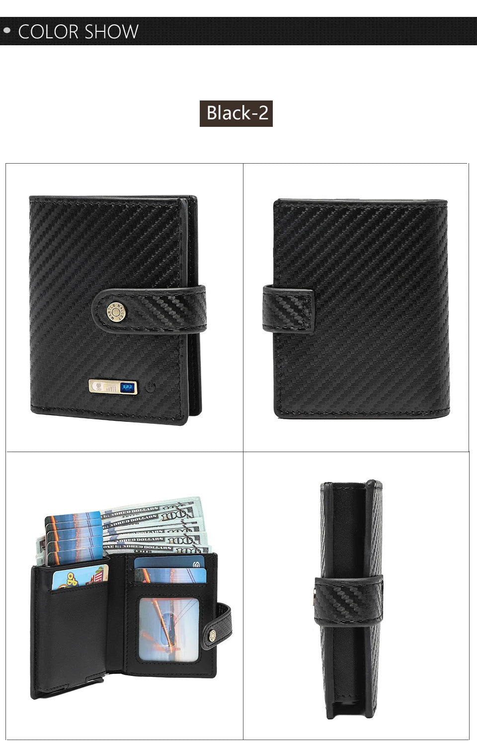 Wallet with Tracker Men Wallet anti Loss Android Magsafe Cüzdan Metal Cartera GPS Finder Boy Gift  smart wallet  with camera