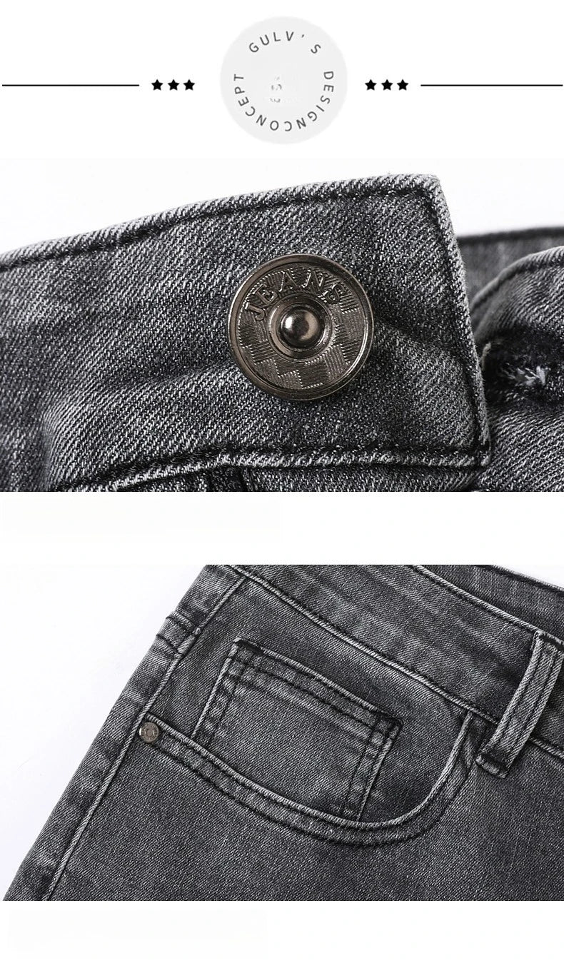 Men's New Stretch Straight Jeans Business Versatile Trendy Youth Casual Regular Long Pants for Spring Autumn Male Denim Trousers