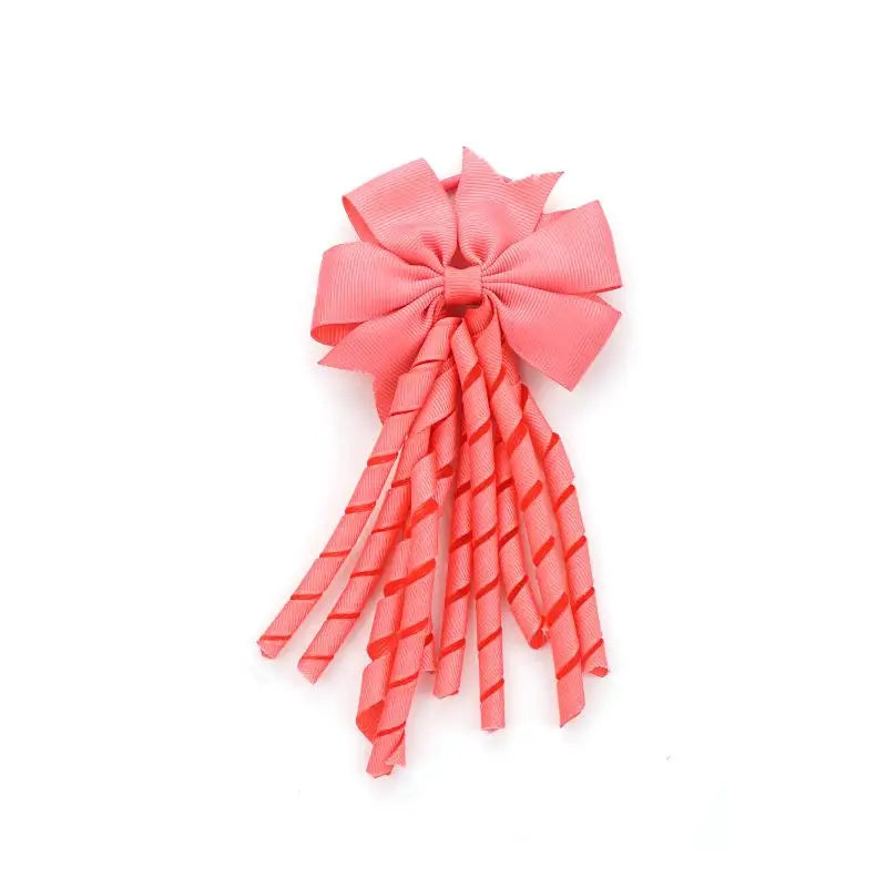 European And American Children's Hair Accessories Cheerleading Stage Streamers Curling Tassel Swallowtail Bow Rubber Band Hair