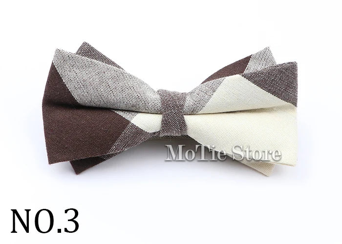 Cotton Double Layer Bowtie For Men Casual Bow Tie Adult Bow Ties Cravats Male Plaid Bow knot For Party Wedding Striped Butterfly