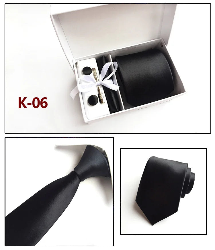 tie set for men gift box for men gravata luxury designer brand 8 cm Jacquard Necktie Pocket Square Clip cufflinks