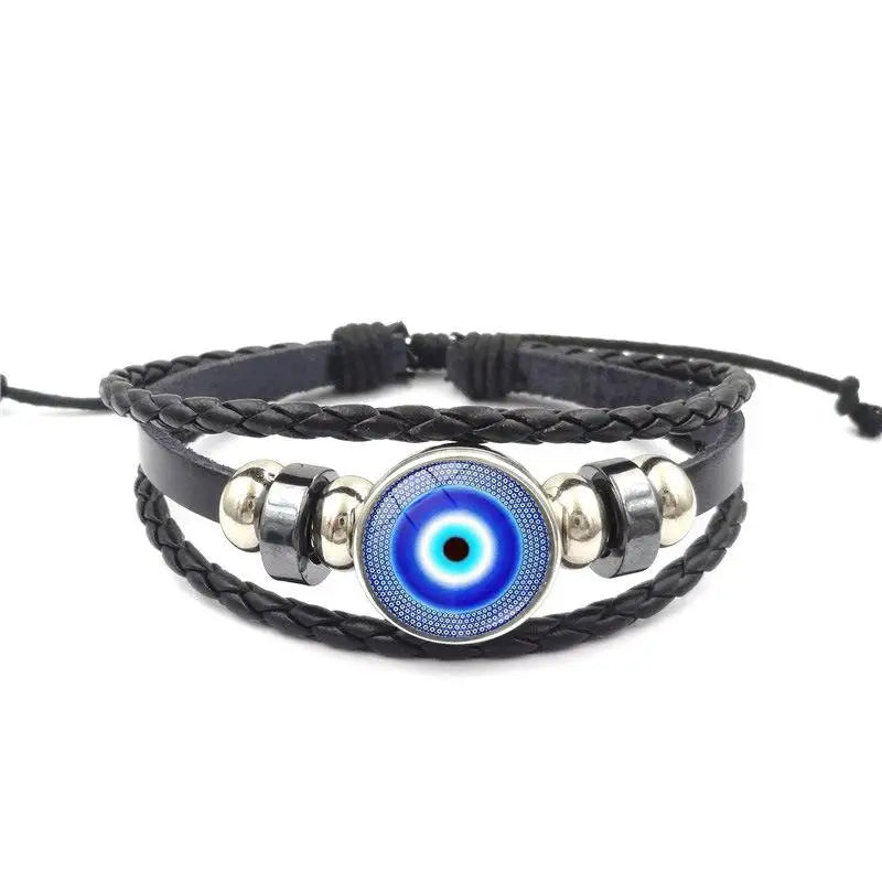 Leather Bracelet Handmade Woven Multilayer Boho Vintage Unisex Adjustable Fashion Jewelry Gift for Him Her