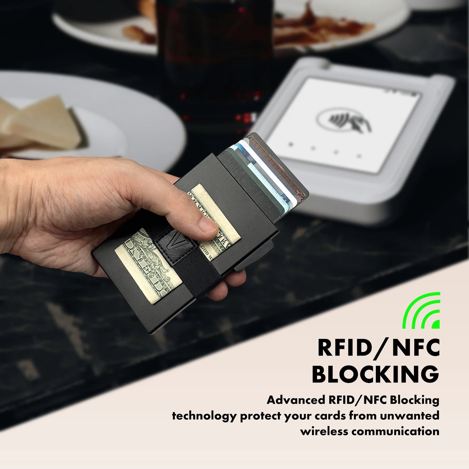 Smart Metal AirTag Wallet for Men: Slim Holder, RFID Blocking, Minimalist Pop-Up Card Design - Secure Tracking Accessory