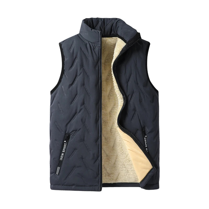 L-7XL Large Size Lamb Fleece Vest Sports and Leisure Stand-up Collar Autumn and Winter Plus Velvet Thick Warm Waistcoat Vest