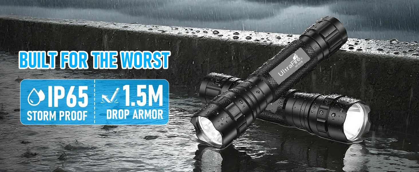 UltraFire WF-501B LED Tactical Police Flashlight 1200LM Military Torch with Duty Belt Holster Rechargeable Battery and Charger