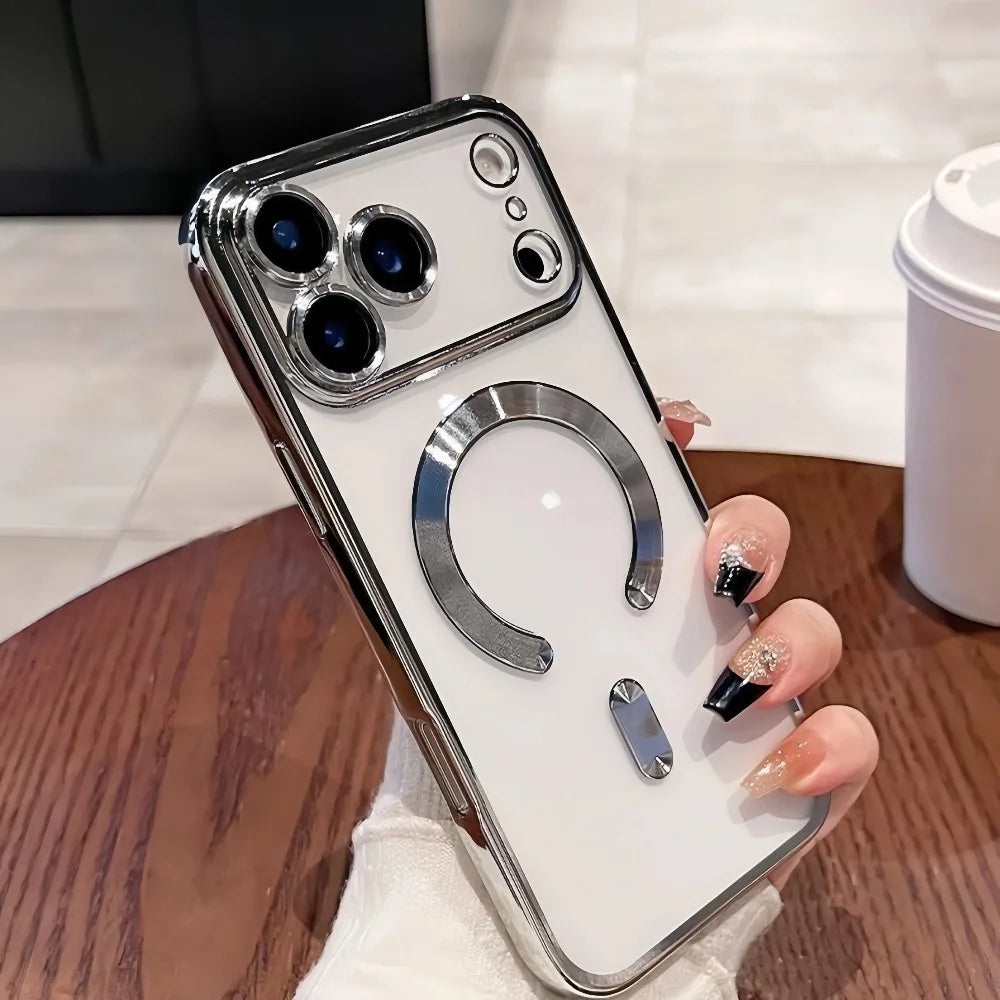 Luxury For Magsafe Magnetic Plating Phone Case For iPhone 17 Air Pro Max 17Pro Bumper Case For iPhone17 Pro Max Clear Back Cover