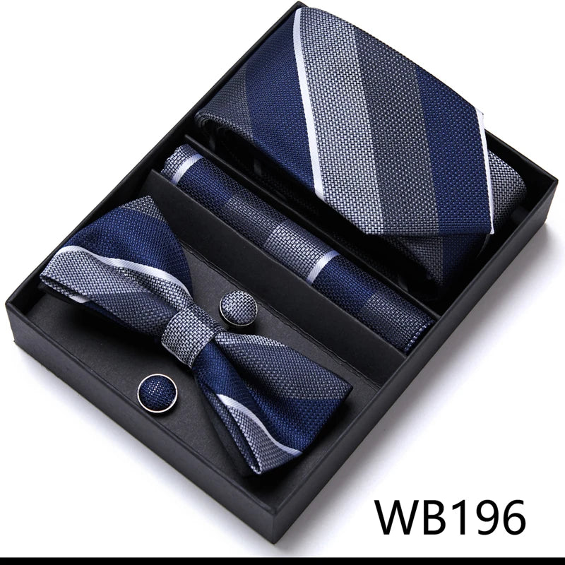 Tie For Men Formal Dress Tuxedo NeckTie Handkerchief Bow Tie Set PlaisyParty Groom Wedding Butterfly Bowtie In Box