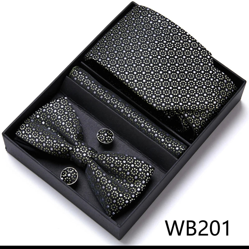 Tie For Men Formal Dress Tuxedo NeckTie Handkerchief Bow Tie Set PlaisyParty Groom Wedding Butterfly Bowtie In Box