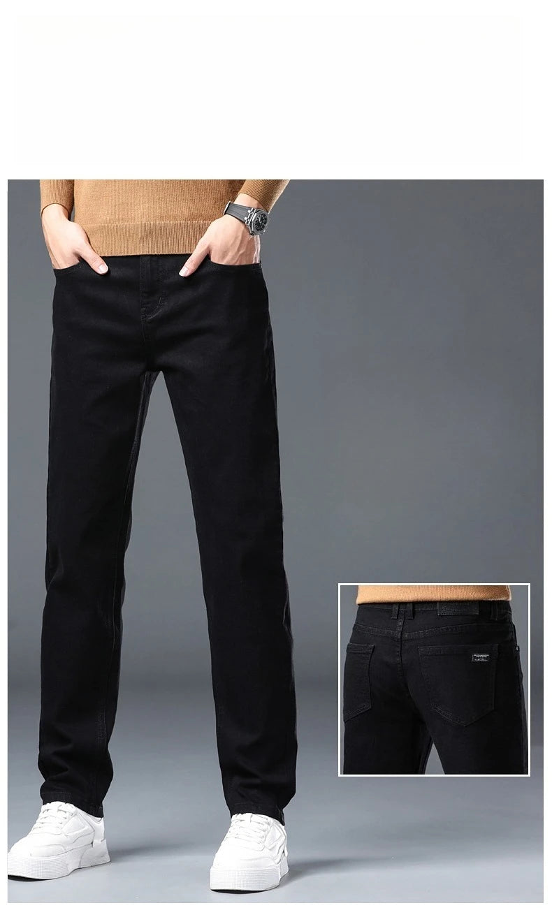 Men's New Stretch Straight Jeans Business Versatile Trendy Youth Casual Regular Long Pants for Spring Autumn Male Denim Trousers