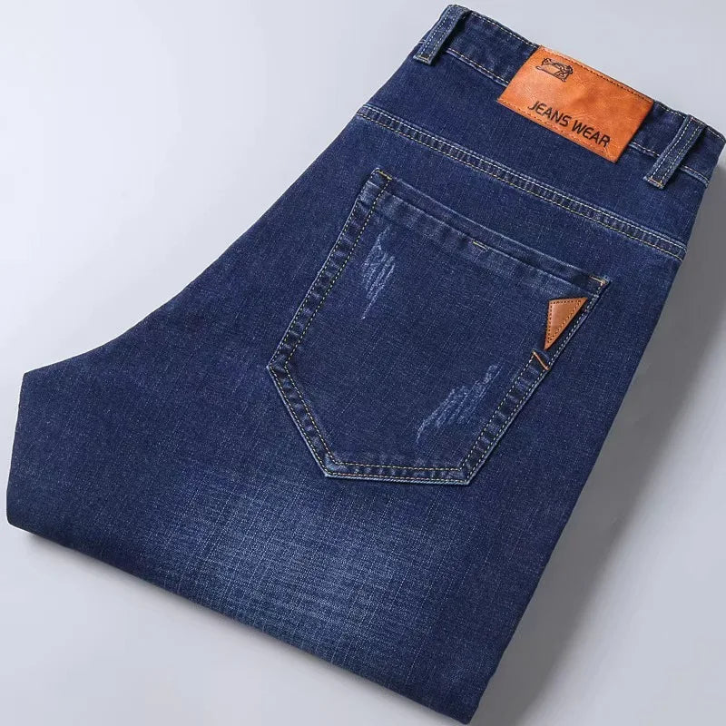 2025 Men NEW Men's Fashion Business Jeans Classic Style Casual Stretch Slim Jean Pants Male Brand Denim Trousers Black Blue Me