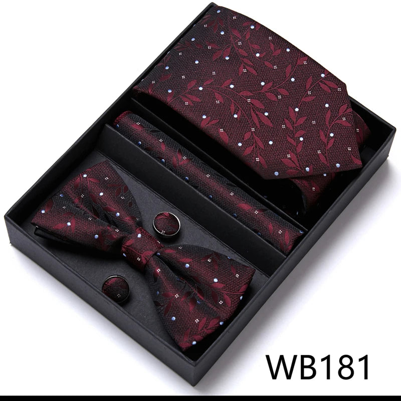Tie For Men Formal Dress Tuxedo NeckTie Handkerchief Bow Tie Set PlaisyParty Groom Wedding Butterfly Bowtie In Box