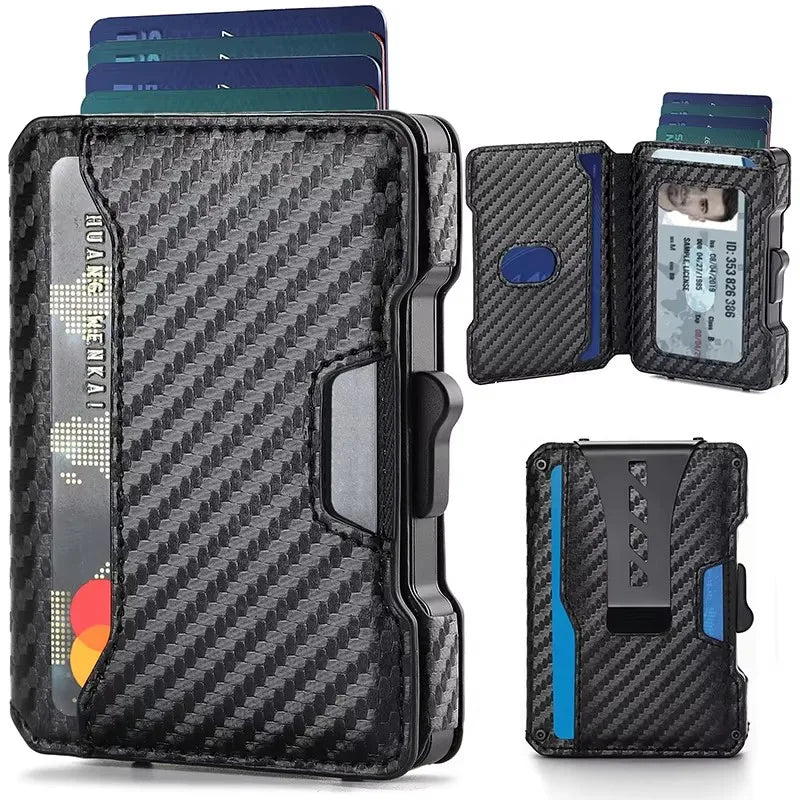 Wallet for Men,Minimalist Slim Mens Wallet with Money Clip,RFID Blocking Smart Pop Up Card Wallet,Metal Credit Card Holder