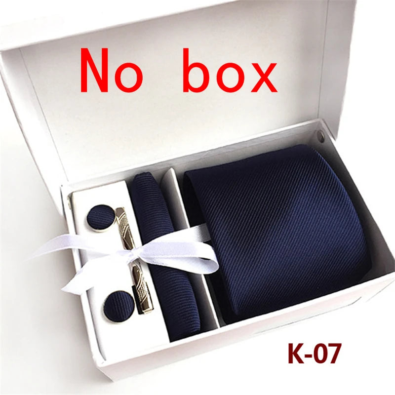 tie set for men gift box for men gravata luxury designer brand 8 cm Jacquard Necktie Pocket Square Clip cufflinks
